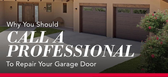 A residential garage is the setting for this image about garage door repair.