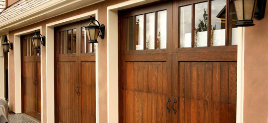 3 wooden garage doors